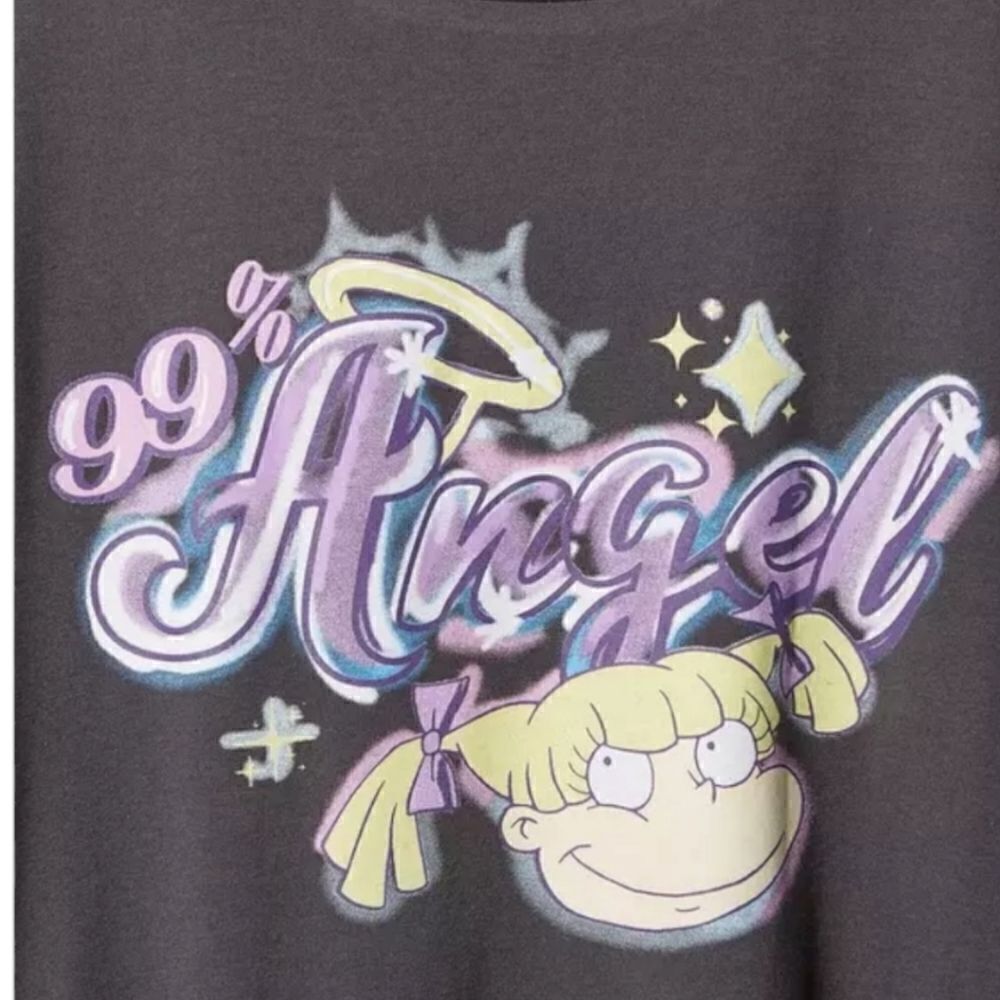 2X 18W 20W Torrid Grey Rugrats Long Sleeve Crop Tee Lettuce Hem Angelica 90s Car